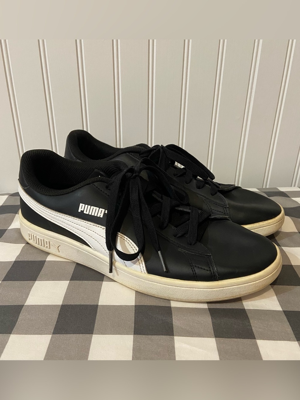 Puma Black Sneakers with White Formstrip and Cream Sole